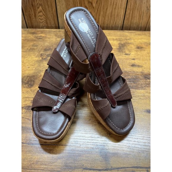 Donald J Pliner Corali‎ Stretch Wedge Slide Sandal Brown size 8 - Picture 1 of 8
